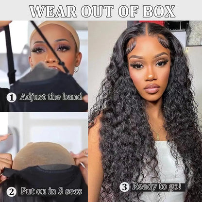 Glueless Deep Wave HD Transparent Curly Lace Front Wig
