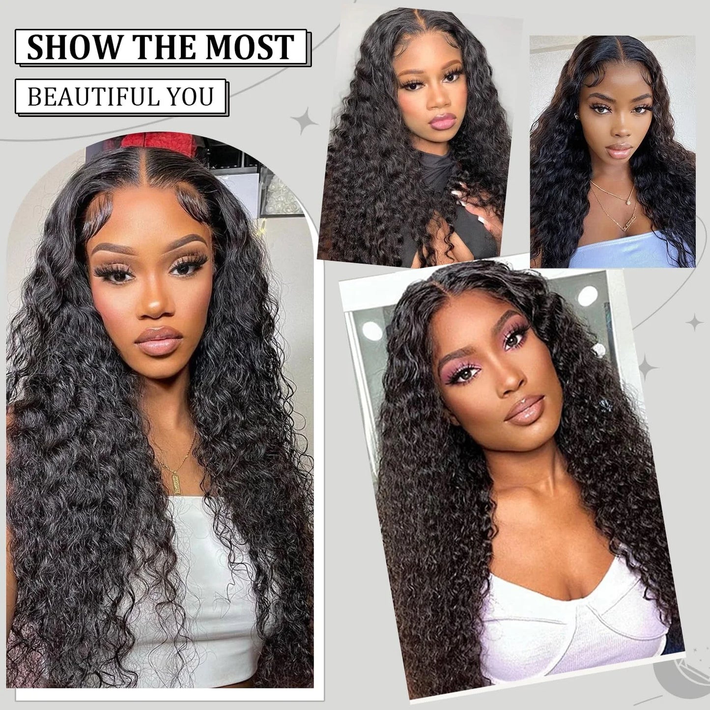 Glueless Deep Wave HD Transparent Curly Lace Front Wig