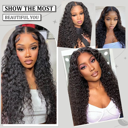 Glueless Deep Wave HD Transparent Curly Lace Front Wig