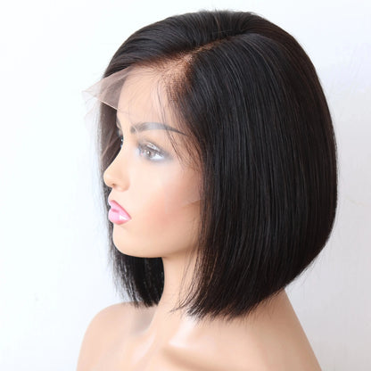 Short BOB Wig T Part, Lace Frontal Pre Plucked Brazilian Human Hair for Black Women.