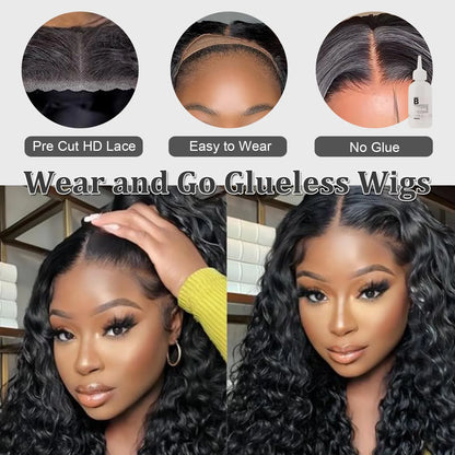 Glueless Deep Wave HD Transparent Curly Lace Front Wig