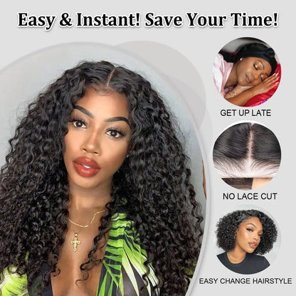 Glueless Deep Wave HD Transparent Curly Lace Front Wig