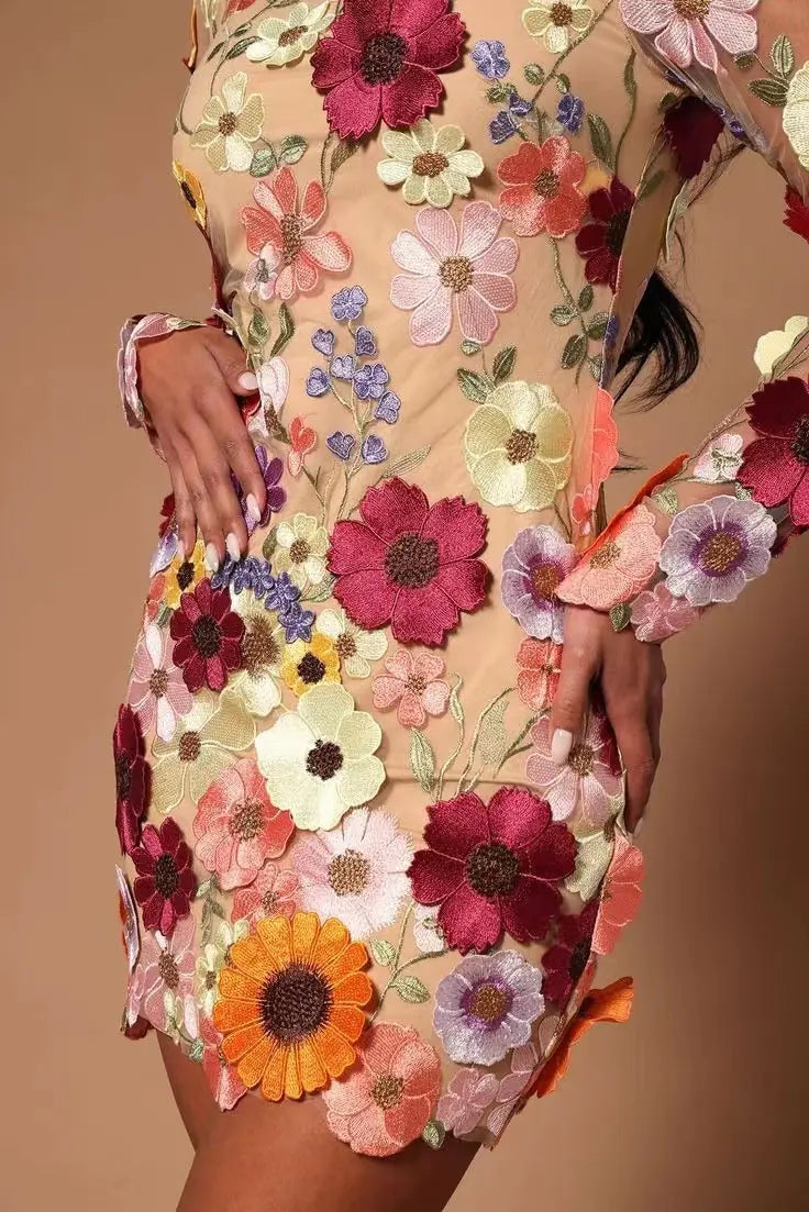 Elegant Luxury Floral Embroidery Party Dress