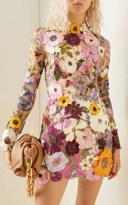 Elegant Luxury Floral Embroidery Party Dress